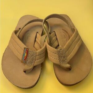 Rainbow Kids Tan Leather Flip Flop Sandals